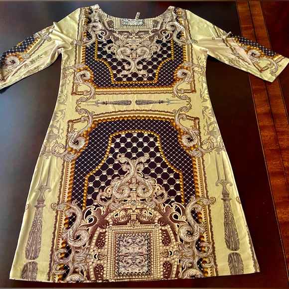 Inesh of LA Women’s LongSleeves Beige Abstract Multicolor Pattern Dress SizeM-L - Picture 4 of 4